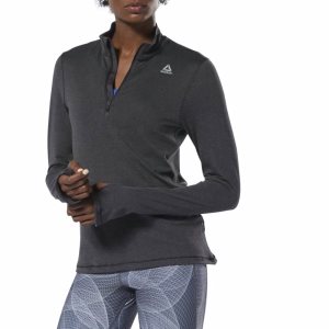 Bluza Damskie Reebok Running Essentials Quarter-Zip Top Czarne PL 62OMPKX